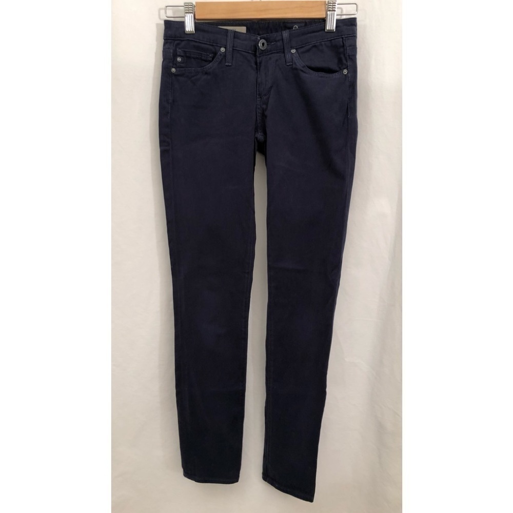 AG The Stilt Cigarette Leg Skinny Jeans Navy Blue Stretch Midrise Size 24 R